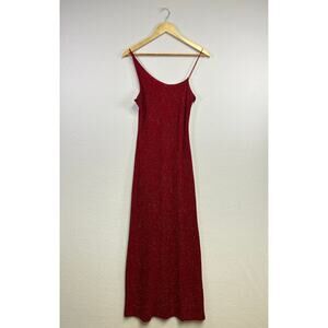 Bryer Too Vintage Y2K Red Glitter One-Shoulder Maxi Formal Event Dress Small